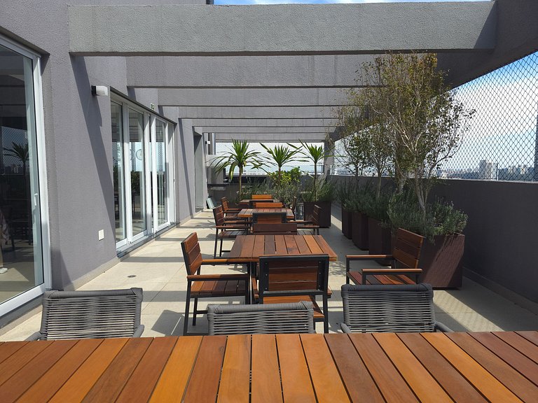 Studio com Terraço + Máq. Lavar | Consulado EUA!